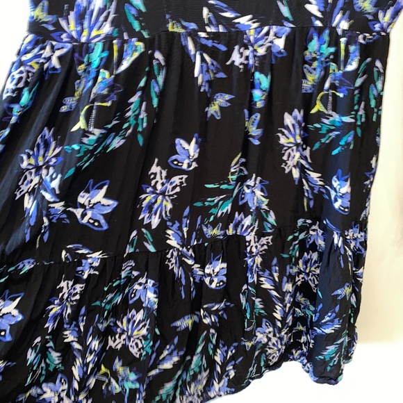 Blue floral collared flare skirt flare sleeve cuff Preppy Dress - Picture 5 of 8